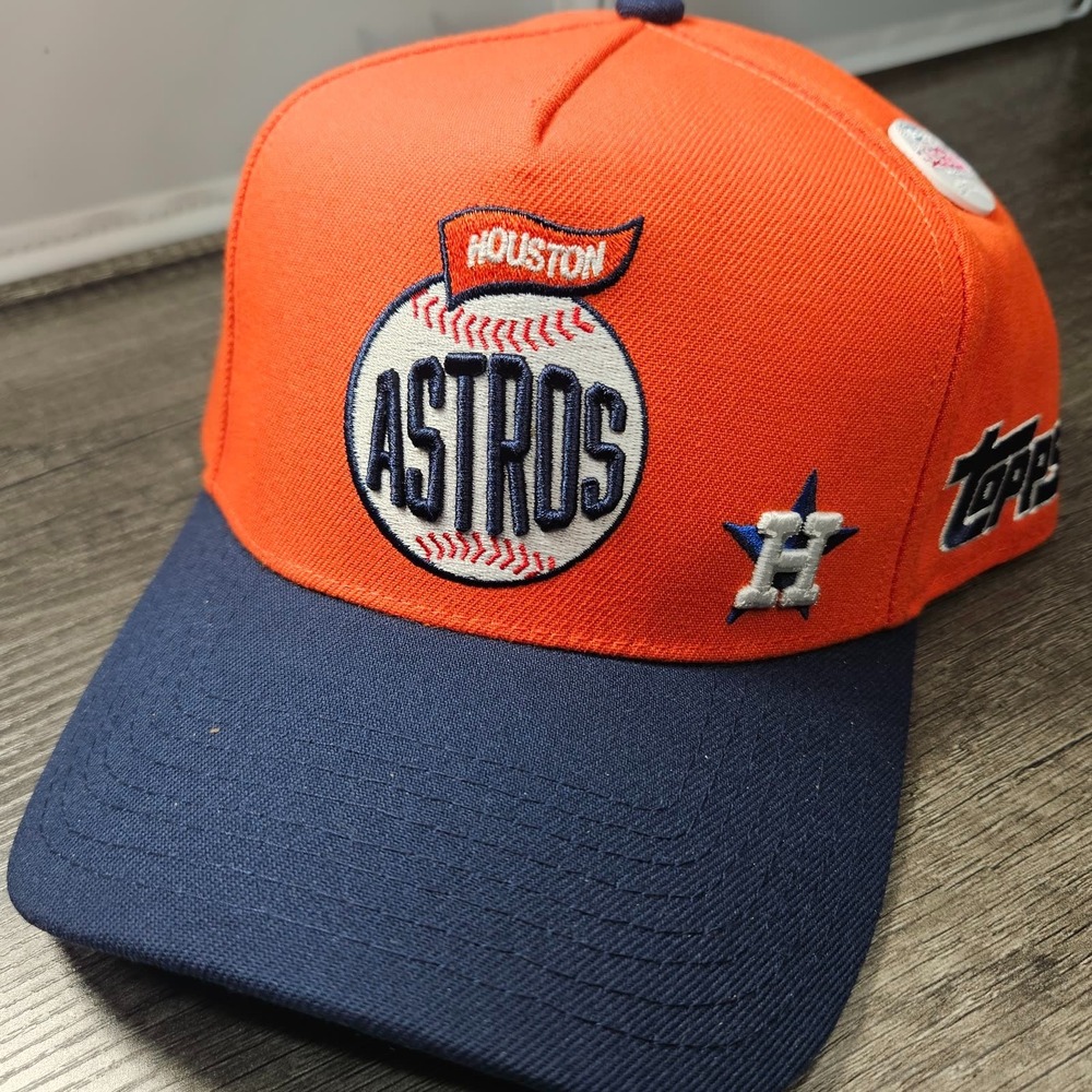 Houston Astros x Topps Mitchell & Ness Snapback Hat Orange Navy MLB New